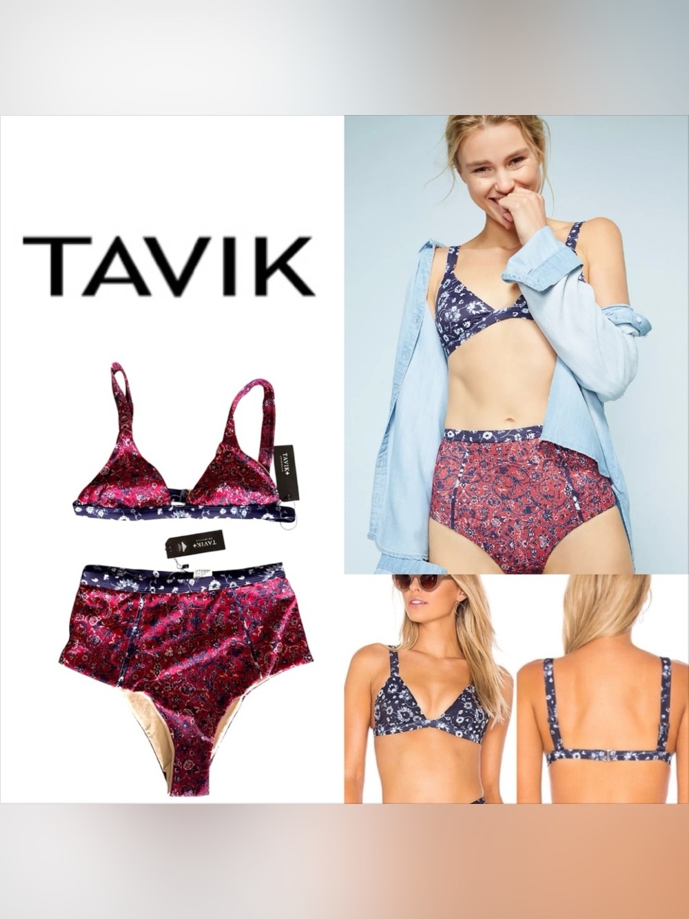 Tavik Addison Floral Triangle Bikini Top & Bottoms.
Size S